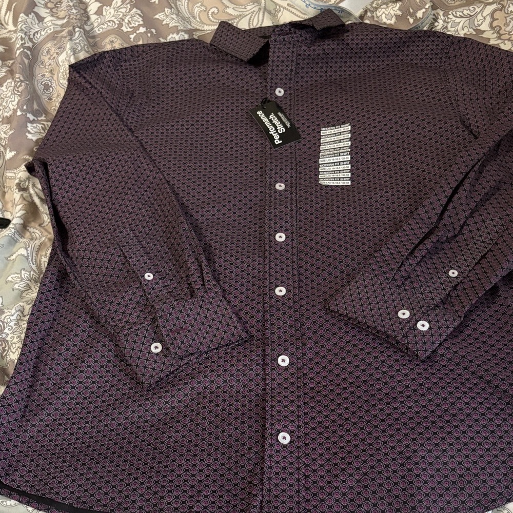 NWT Nick Graham  Men's Dark Purple Geometric Shirt